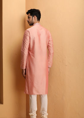 Pastel Pink Kurta With Embroidery Work image number 3